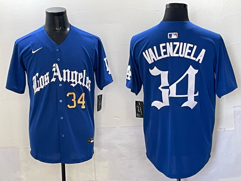 Men Los Angeles Dodgers #34 Valenzuela Blue 2025 Nike MLB Jersey style 043